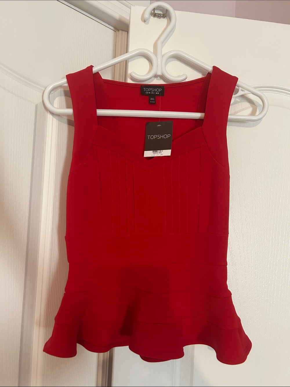 Topshop Bright Red Peplum Tank Top
